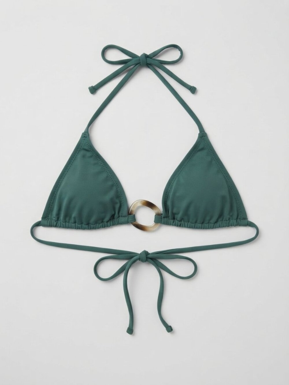 New! Tropic of C Green Triangle Ring Front Bikini Top Large 34332